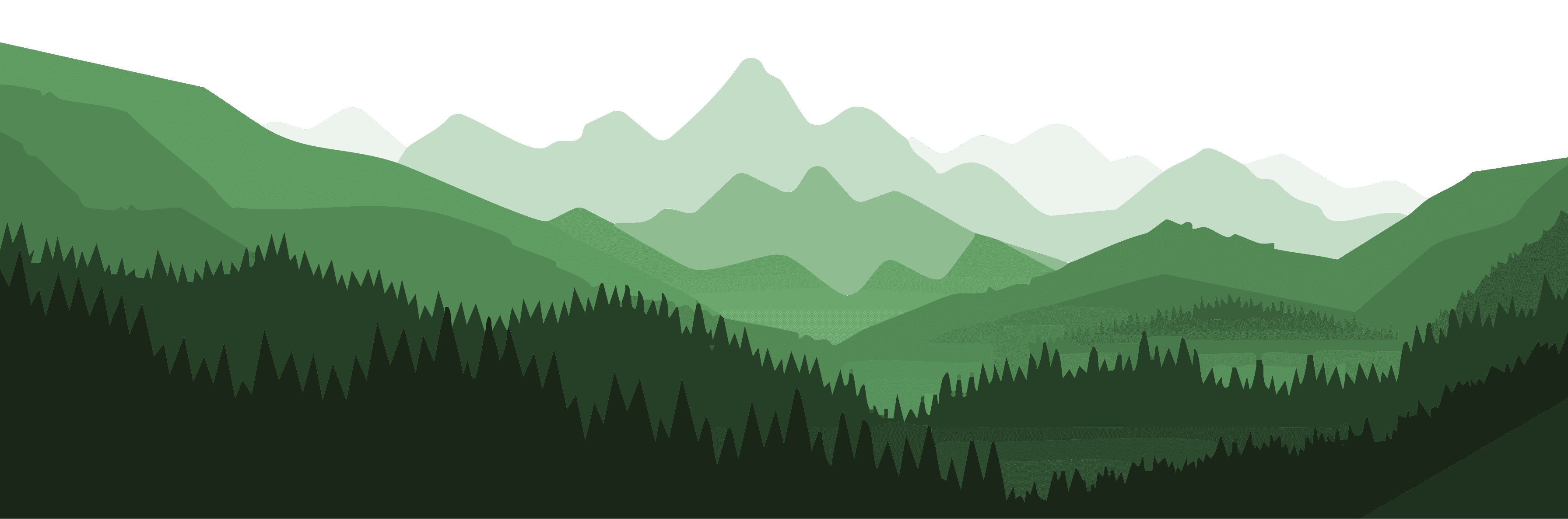 Mountain backdrop behind feature cards